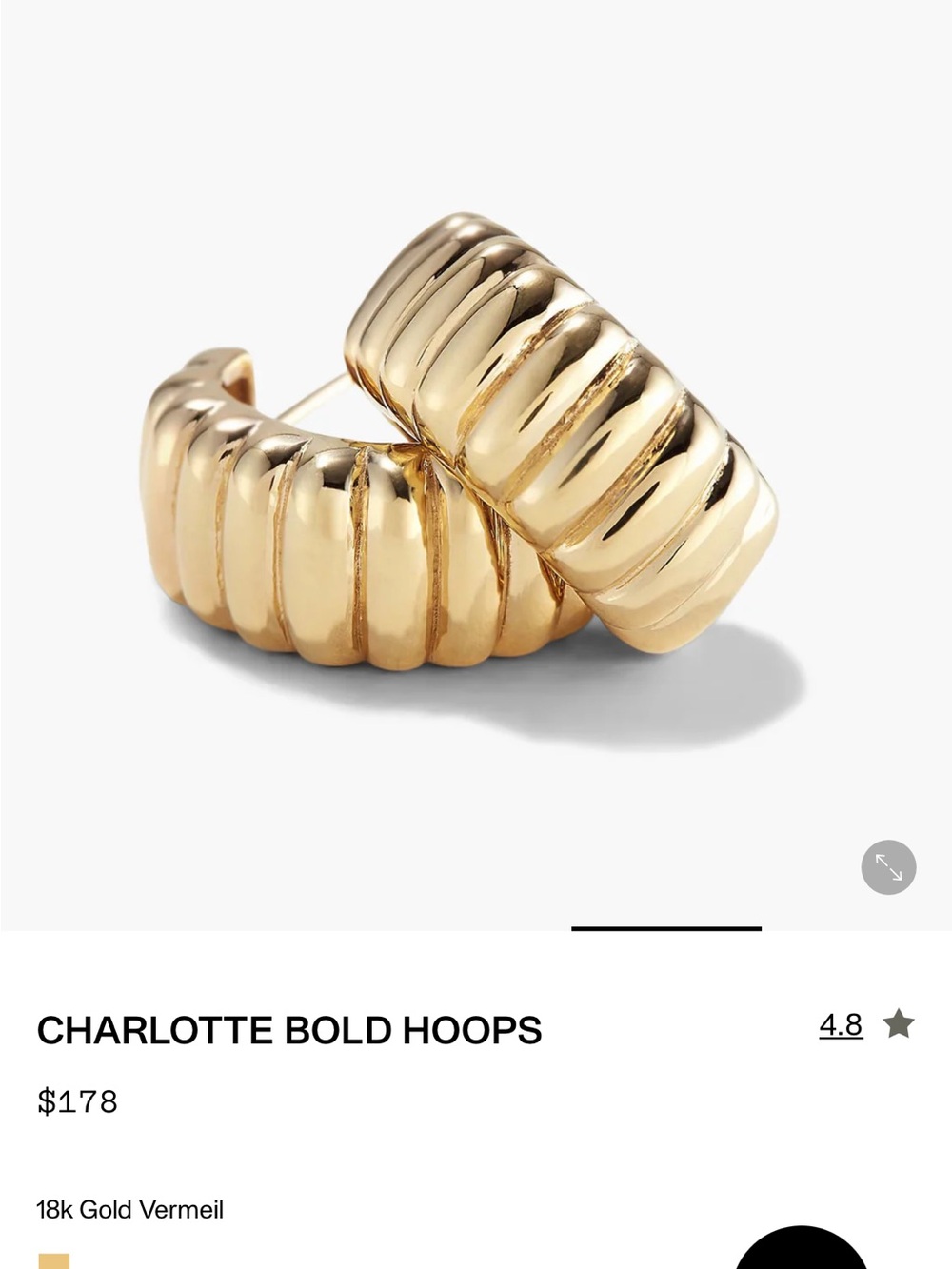 Mejuri Charlotte Bold Hoops 18k Gold Vermeil Brand New Original Box